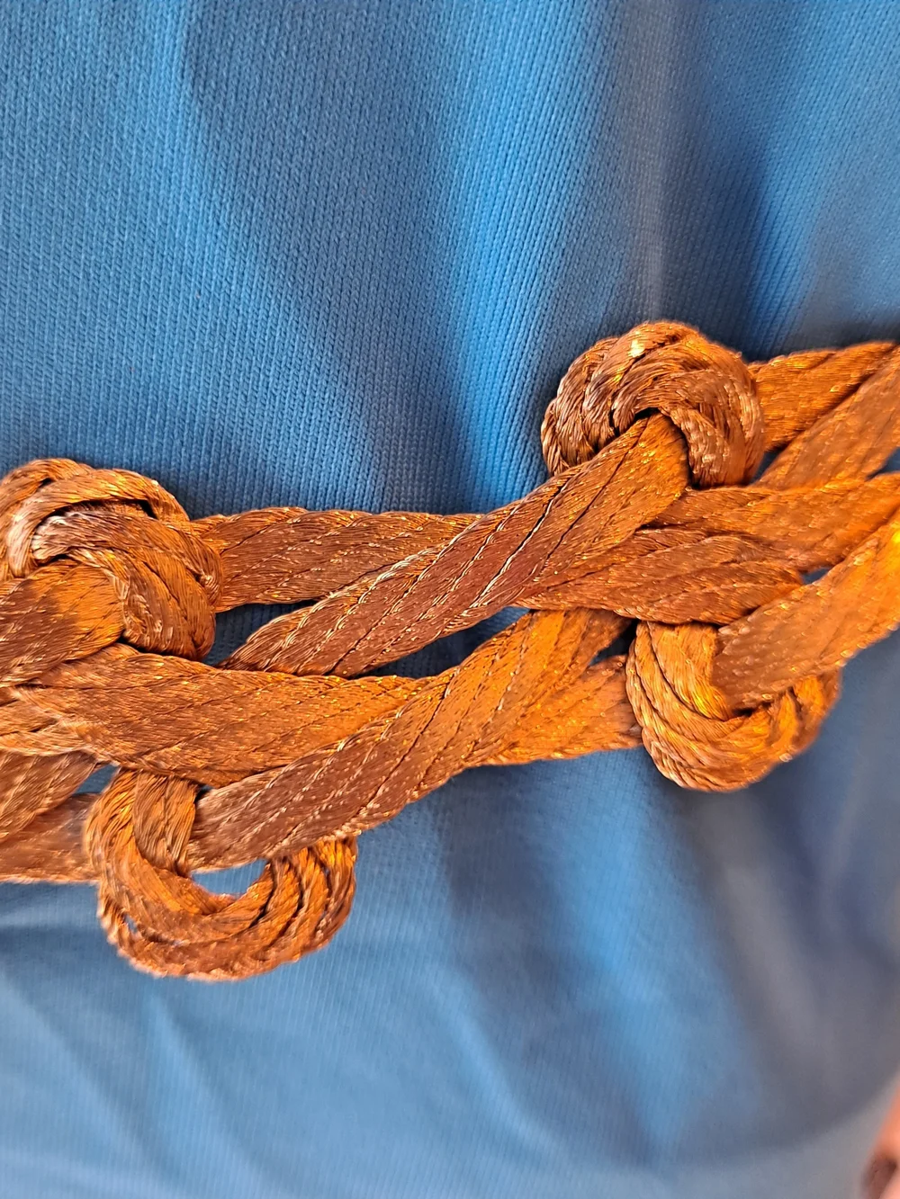 Passementerie Gold Wire Wrap Braided Rope Waist Belt Decorative Knot 80s Vintage